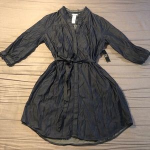 Dark blue chambray button down dress